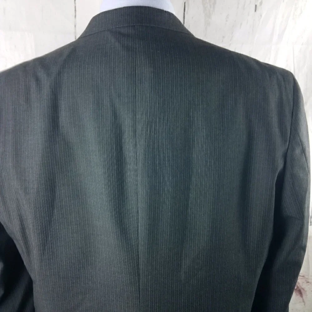 Haggar Custom Fit Suit Up System 46L Gray Pinstripe Suit Blazer Jacket